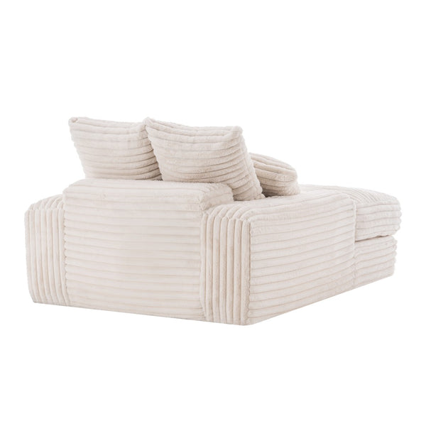 English Elm 012-Luxury Corduroy Sofa Bed Chaise with Memory Foam Fill and Four Washable Pillows W2636P262527