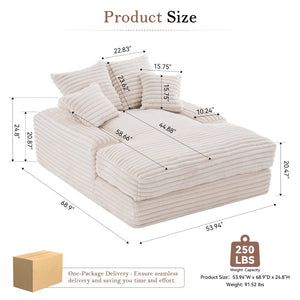 English Elm 012-Luxury Corduroy Sofa Bed Chaise with Memory Foam Fill and Four Washable Pillows W2636P262527