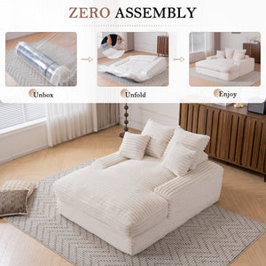 English Elm 012-Luxury Corduroy Sofa Bed Chaise with Memory Foam Fill and Four Washable Pillows W2636P262527