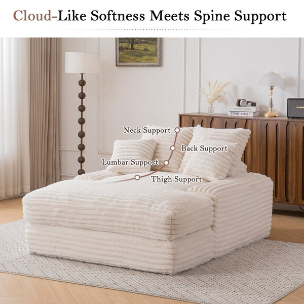 English Elm 012-Luxury Corduroy Sofa Bed Chaise with Memory Foam Fill and Four Washable Pillows W2636P262527