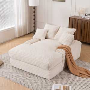 English Elm 012-Luxury Corduroy Sofa Bed Chaise with Memory Foam Fill and Four Washable Pillows W2636P262527
