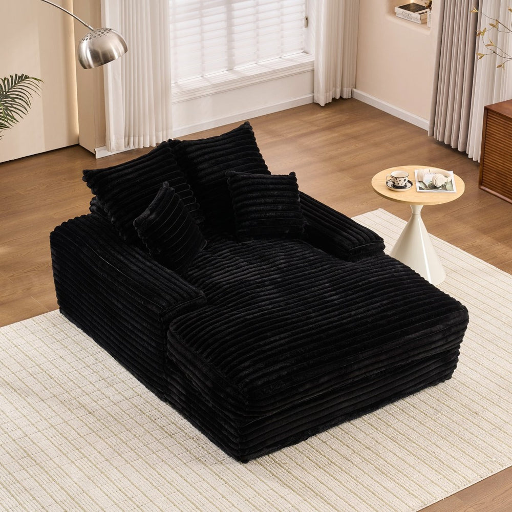 English Elm 012-Luxury Corduroy Chaise Lounge Sofa Bed with Memory Foam Fill and Four Pillows W2636P289117