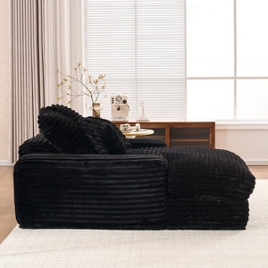 English Elm 012-Luxury Corduroy Chaise Lounge Sofa Bed with Memory Foam Fill and Four Pillows W2636P289117