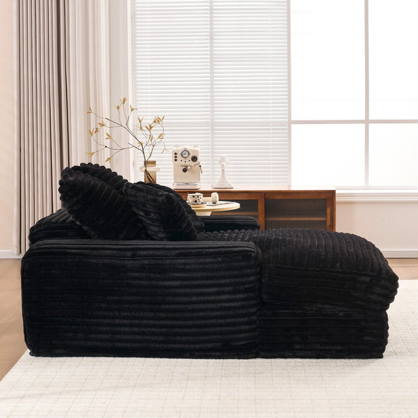 English Elm 012-Luxury Corduroy Chaise Lounge Sofa Bed with Memory Foam Fill and Four Pillows W2636P289117