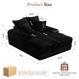 English Elm 012-Luxury Corduroy Chaise Lounge Sofa Bed with Memory Foam Fill and Four Pillows W2636P289117
