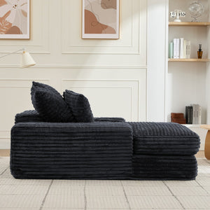 English Elm 012-Luxury Corduroy Chaise Lounge Sofa Bed with Four Pillows for Compact Living Spaces W2636P341034
