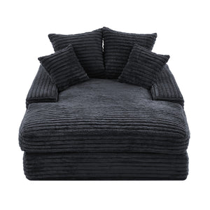 English Elm 012-Luxury Corduroy Chaise Lounge Sofa Bed with Four Pillows for Compact Living Spaces W2636P341034