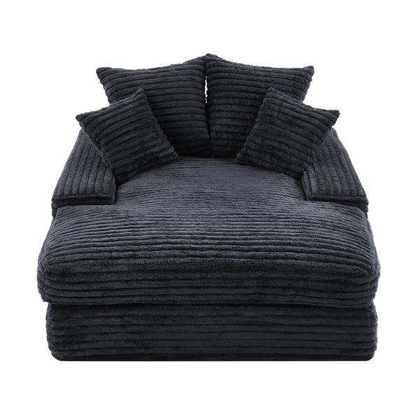 English Elm 012-Luxury Corduroy Chaise Lounge Sofa Bed with Four Pillows for Compact Living Spaces W2636P341034