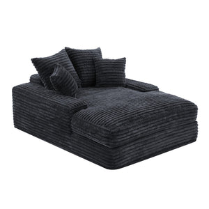 English Elm 012-Luxury Corduroy Chaise Lounge Sofa Bed with Four Pillows for Compact Living Spaces W2636P341034