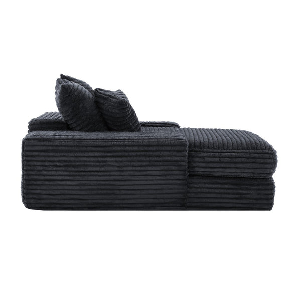 English Elm 012-Luxury Corduroy Chaise Lounge Sofa Bed with Four Pillows for Compact Living Spaces W2636P341034