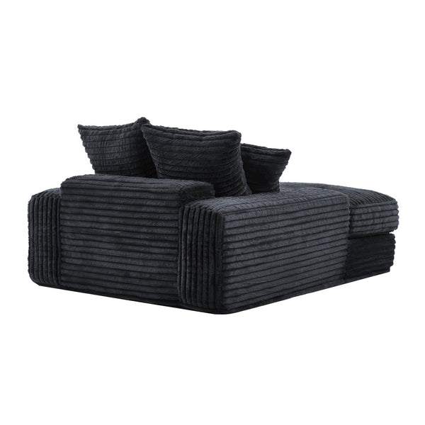 English Elm 012-Luxury Corduroy Chaise Lounge Sofa Bed with Four Pillows for Compact Living Spaces W2636P341034