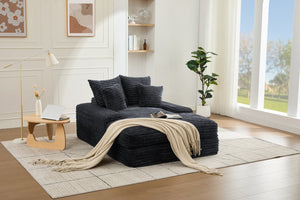 English Elm 012-Luxury Corduroy Chaise Lounge Sofa Bed with Four Pillows for Compact Living Spaces W2636P341034