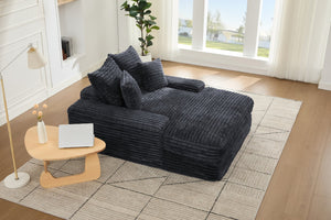 English Elm 012-Luxury Corduroy Chaise Lounge Sofa Bed with Four Pillows for Compact Living Spaces W2636P341034