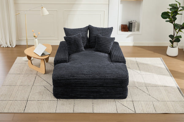 English Elm 012-Luxury Corduroy Chaise Lounge Sofa Bed with Four Pillows for Compact Living Spaces W2636P341034