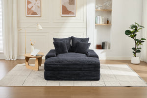 English Elm 012-Luxury Corduroy Chaise Lounge Sofa Bed with Four Pillows for Compact Living Spaces W2636P341034