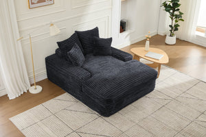 English Elm 012-Luxury Corduroy Chaise Lounge Sofa Bed with Four Pillows for Compact Living Spaces W2636P341034