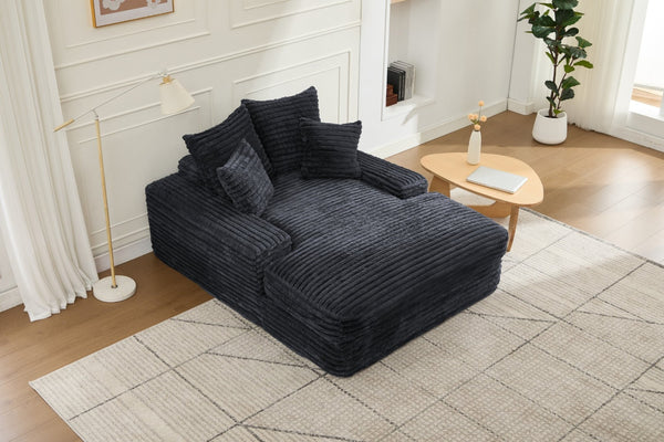 English Elm 012-Luxury Corduroy Chaise Lounge Sofa Bed with Four Pillows for Compact Living Spaces W2636P341034