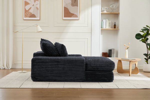 English Elm 012-Luxury Corduroy Chaise Lounge Sofa Bed with Four Pillows for Compact Living Spaces W2636P341034