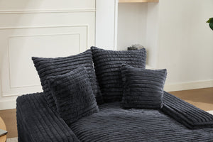 English Elm 012-Luxury Corduroy Chaise Lounge Sofa Bed with Four Pillows for Compact Living Spaces W2636P341034