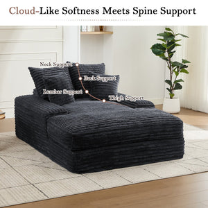 English Elm 012-Luxury Corduroy Chaise Lounge Sofa Bed with Four Pillows for Compact Living Spaces W2636P341034