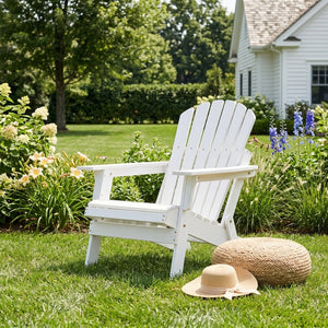 English Elm Oversize Hemlock Wood Folding Adirondack Chair Weather Resistant Patio Porch Deck W2640P470156