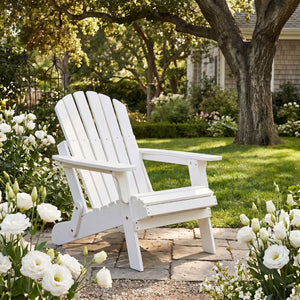 English Elm Oversize Hemlock Wood Folding Adirondack Chair Weather Resistant Patio Porch Deck W2640P470156