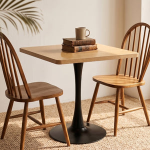 English Elm Square Tulip Pedestal Dining Table Mid Century Modern Bistro Style for Small Spaces W2641P460035