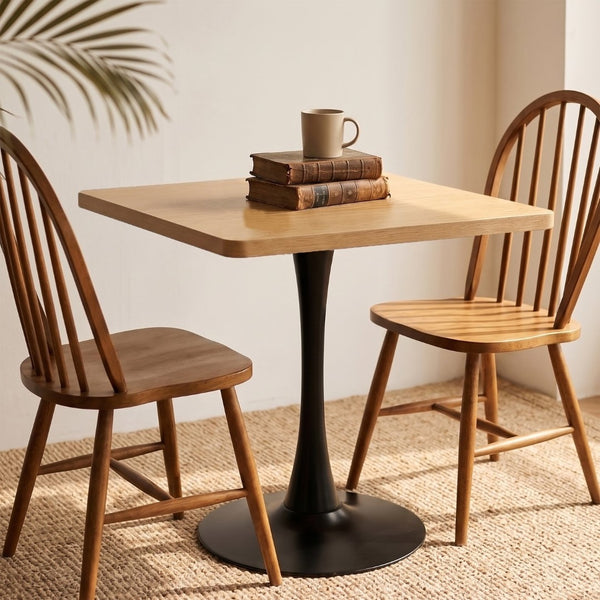 English Elm Square Tulip Pedestal Dining Table Mid Century Modern Bistro Style for Small Spaces W2641P460035