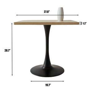 English Elm Square Tulip Pedestal Dining Table Mid Century Modern Bistro Style for Small Spaces W2641P460035