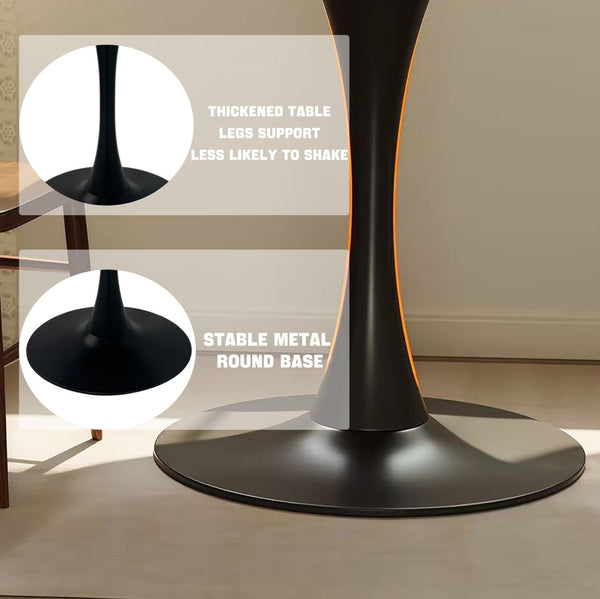 English Elm Square Tulip Pedestal Dining Table Mid Century Modern Bistro Style for Small Spaces W2641P460035