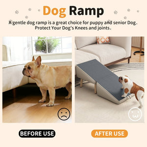 English Elm Upgraded Foldable Wooden Pet Steps Ottoman Style Ramp for Small Dogs and Cats W2641P487639