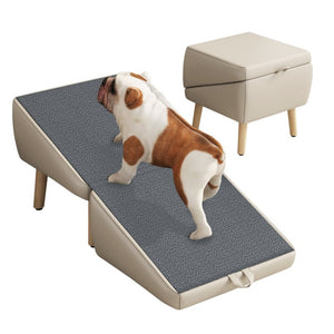 English Elm Upgraded Foldable Wooden Pet Steps Ottoman Style Ramp for Small Dogs and Cats W2641P487639