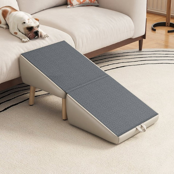 English Elm Upgraded Foldable Wooden Pet Steps Ottoman Style Ramp for Small Dogs and Cats W2641P487639