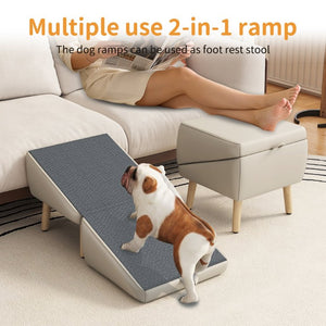 English Elm Upgraded Foldable Wooden Pet Steps Ottoman Style Ramp for Small Dogs and Cats W2641P487639