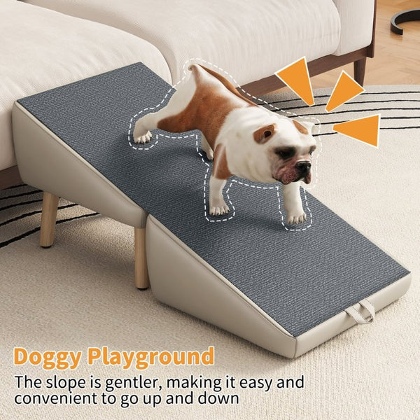 English Elm Upgraded Foldable Wooden Pet Steps Ottoman Style Ramp for Small Dogs and Cats W2641P487639