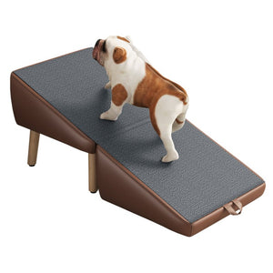English Elm Upgraded Solid Wood Foldable Pet Steps Ramp with Split Ottoman Style for Small Dogs W2641P487640