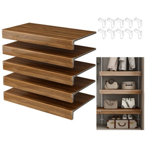 English Elm (5 Pack) Foamed Pvc Wire Shelf Covers Walnut Grain Finish for Pantry Closet Kitchen W2641P490275