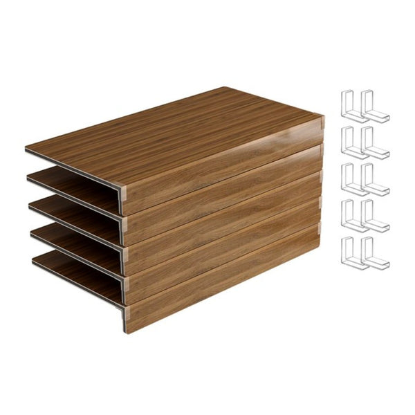 English Elm (5 Pack) Foamed Pvc Wire Shelf Covers Walnut Grain Finish for Pantry Closet Kitchen W2641P490275