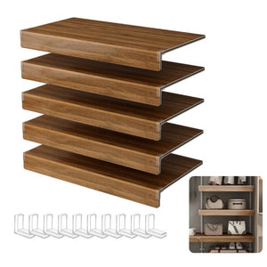 English Elm (5 Pack) Foamed PVC Wire Shelf Covers Walnut Wood Grain Pantry Kitchen Bath Liner Set W2641P490278