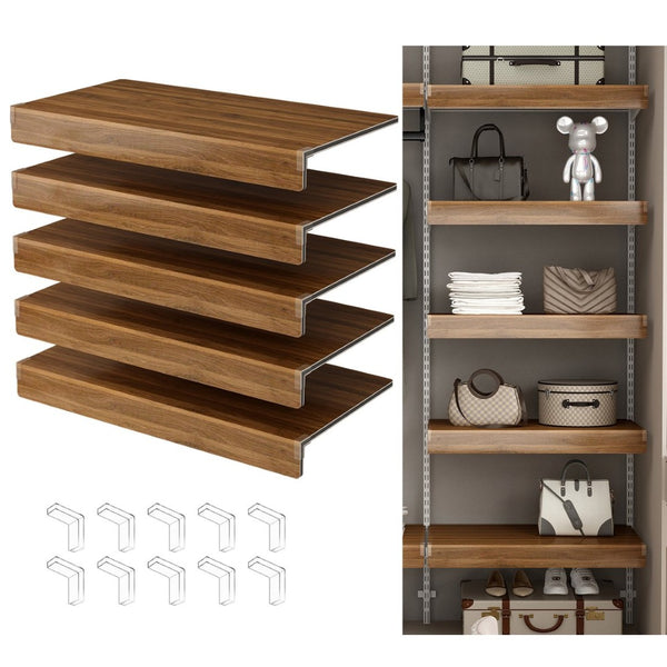 English Elm (5 Pack) Foamed Pvc Wire Shelf Covers Walnut Wood Grain Pantry Closet Kitchen W2641P490279