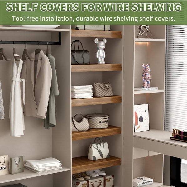 English Elm (5 Pack) Foamed Pvc Wire Shelf Covers Walnut Wood Grain Pantry Closet Kitchen W2641P490279