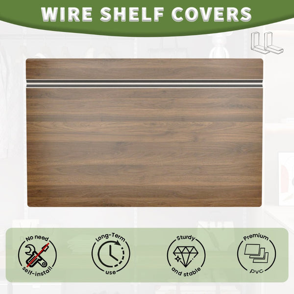 English Elm (5 Pack) Foamed Pvc Wire Shelf Covers Walnut Wood Grain Pantry Closet Kitchen W2641P490279