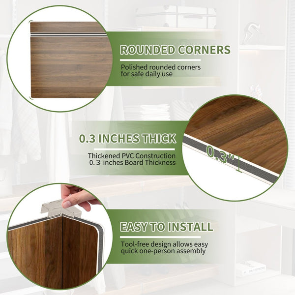 English Elm (5 Pack) Foamed Pvc Wire Shelf Covers Walnut Wood Grain Pantry Closet Kitchen W2641P490279