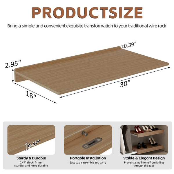 English Elm 30" X 16" Mdf Wood Wire Rack Shelf Panels Odor Free Heavy Duty Pantry Closet Light Oak W2641P490340