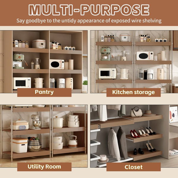 English Elm 30" X 16" Mdf Wood Wire Rack Shelf Panels Odor Free Heavy Duty Pantry Closet Light Oak W2641P490340