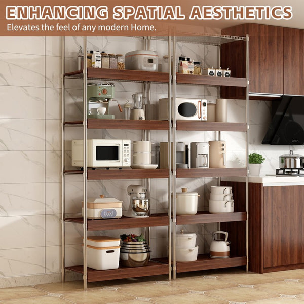 English Elm 30" X 16" Mdf Wood Wire Rack Shelf Panels Odor Free Heavy Duty Pantry Closet Walnut W2641P490362