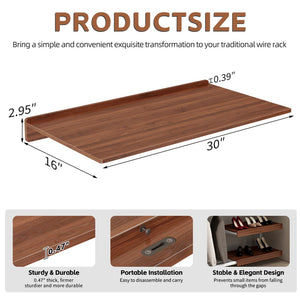 English Elm 30" X 16" Mdf Wood Wire Rack Shelf Panels Odor Free Heavy Duty Pantry Closet Walnut W2641P490362