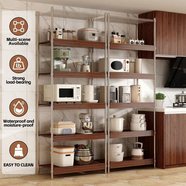 English Elm 30" X 16" Mdf Wood Wire Rack Shelf Panels Odor Free Heavy Duty Pantry Closet Walnut W2641P490362
