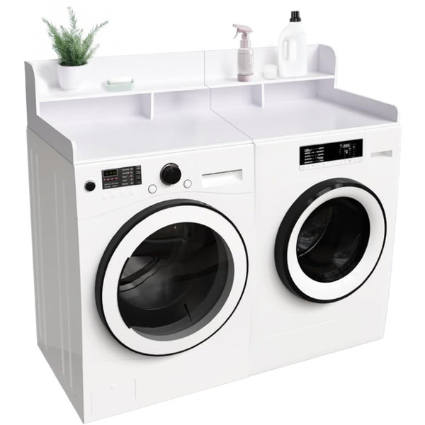 English Elm 58 Inch Laundry Room MDF Countertop Organizer with Raised Edge and Dual Layer Shelf W2641P490374