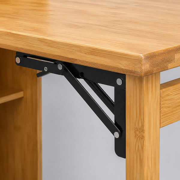 English Elm Bamboo Folding Writing Desk with Built-in Shelving for Small Space Home Office Use Natural W2641P499711